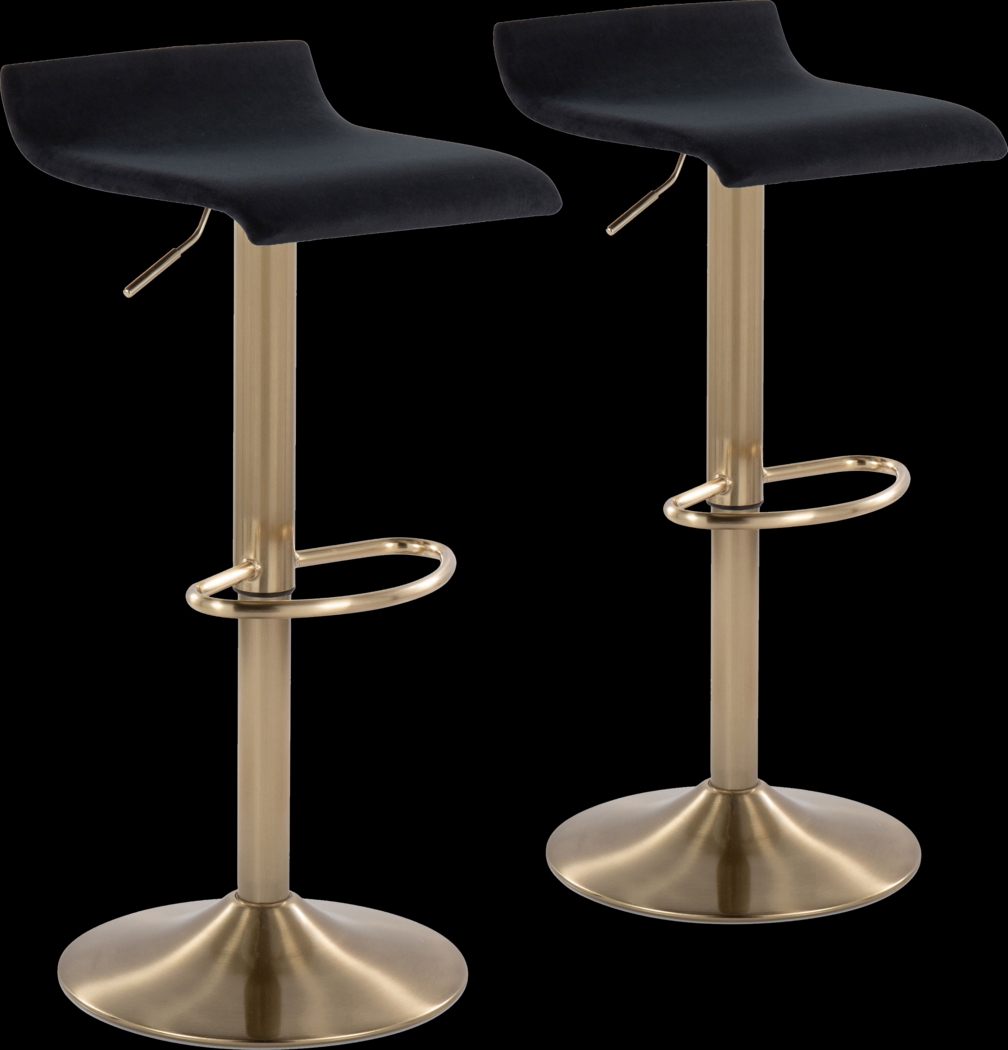 Lebato Black Adjustable Barstool, Set of 2 - Thumbnail - Image 1
