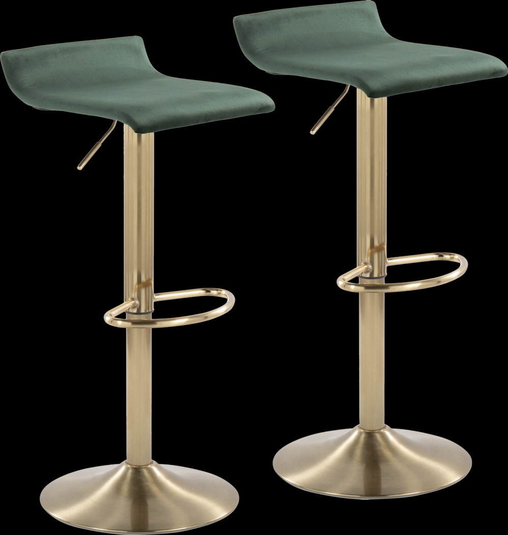 Lebato Green Adjustable Barstool, Set of 2 - Thumbnail - Image 1
