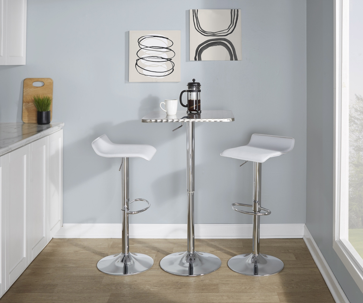 Lebato III White Adjustable 3 Pc Bar Set - Thumbnail - Image 2