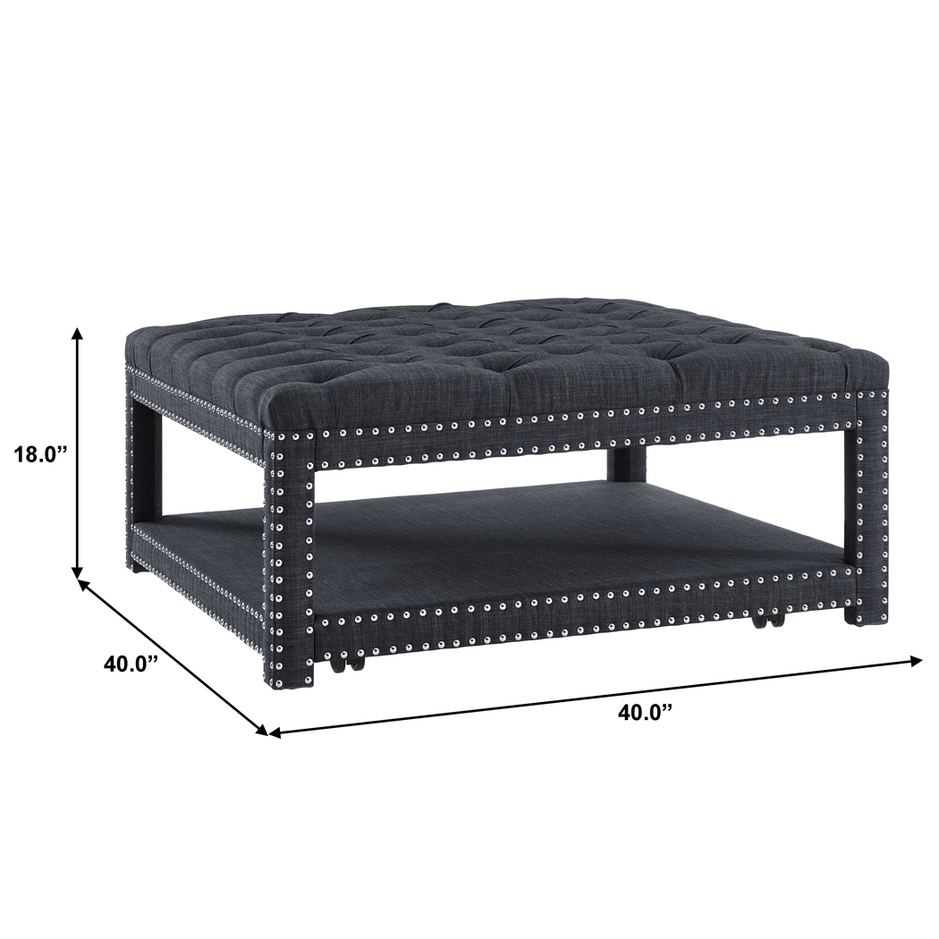 Leeflore Charcoal Cocktail Ottoman - Thumbnail - Image 6