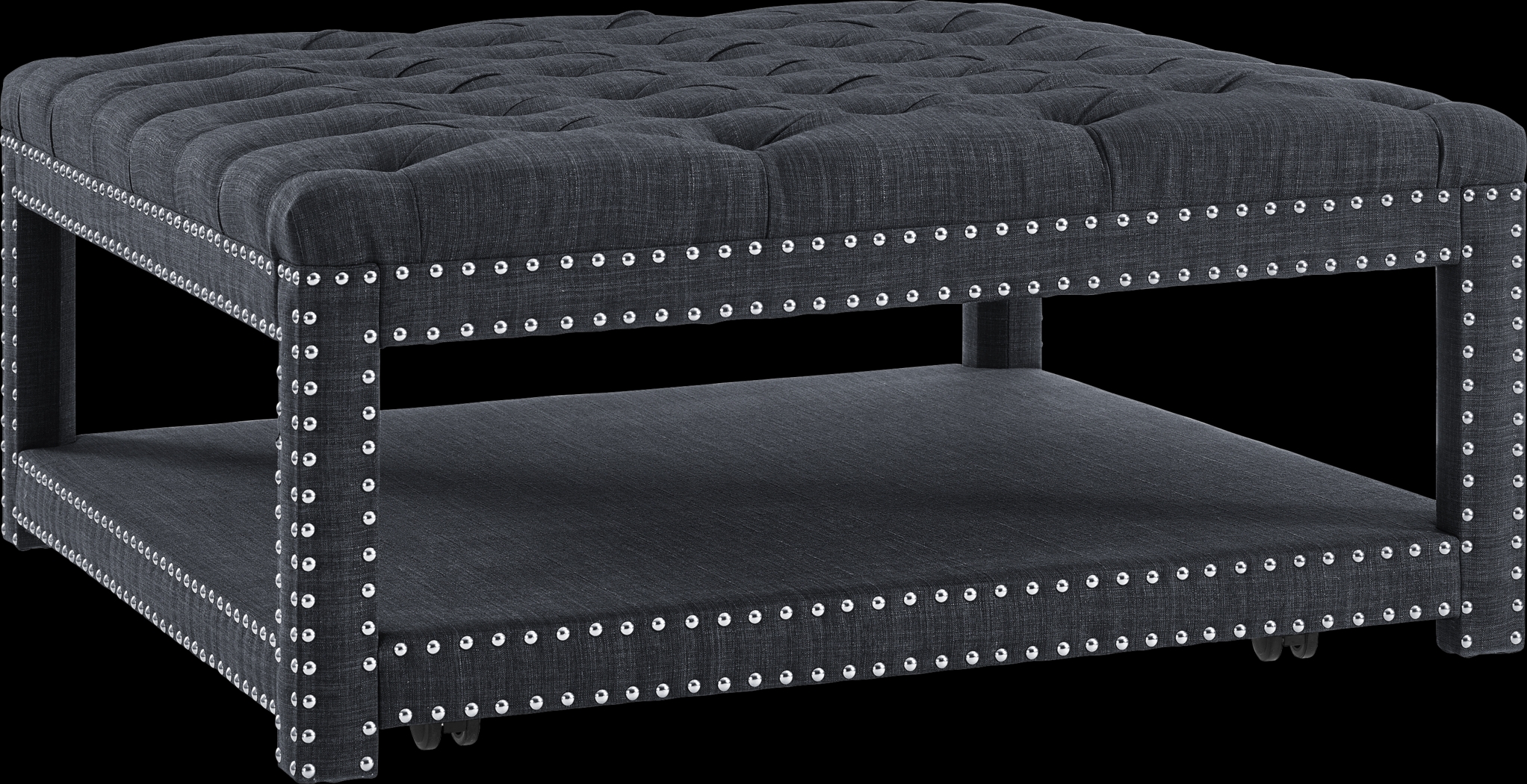 Leeflore Charcoal Cocktail Ottoman - Thumbnail - Image 1