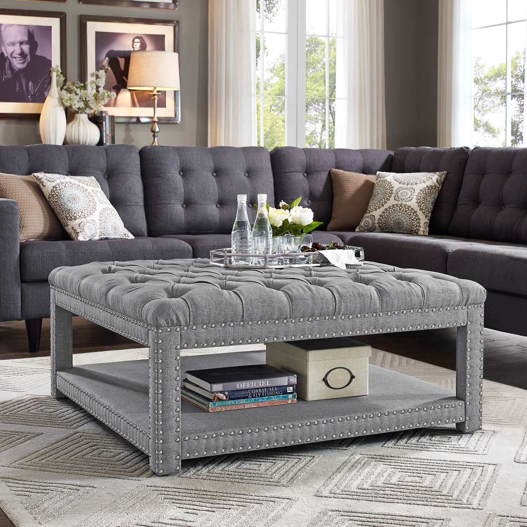 Leeflore Gray Cocktail Ottoman - Thumbnail - Image 5