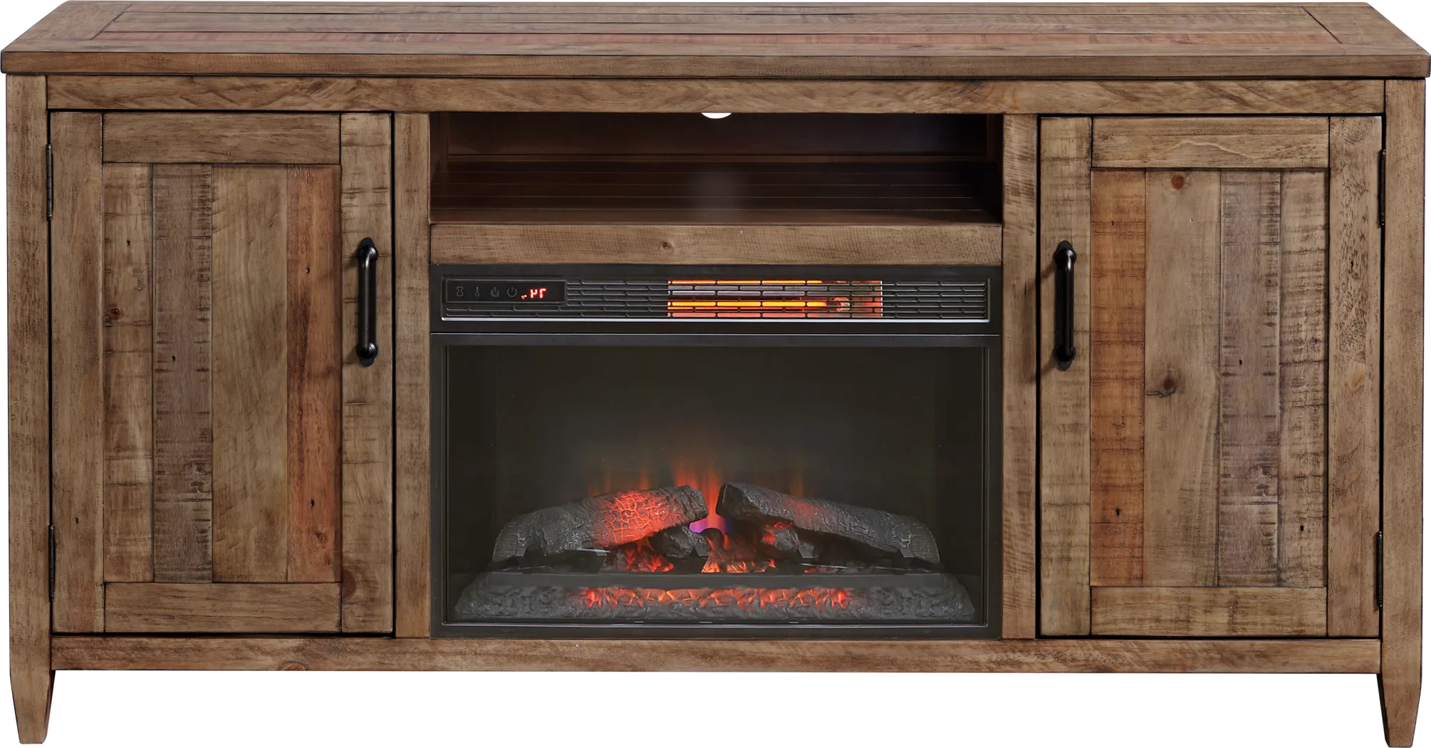 Leewood Brown 65 in. Console With Electric Fireplace - Thumbnail - Image 2