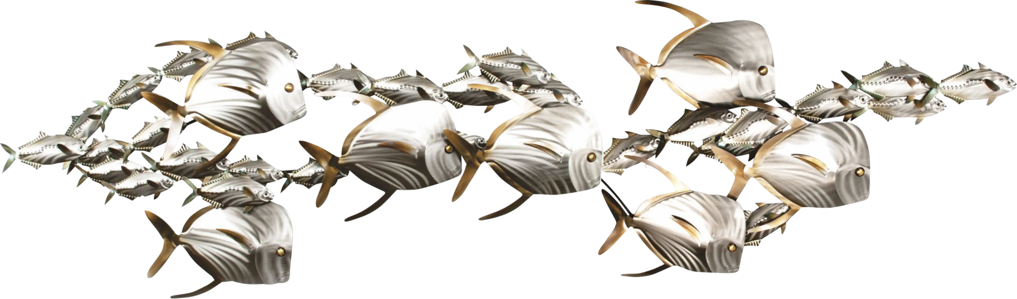 Left School of Lookdowns II Silver Indoor/Outdoor Wall Art - Thumbnail - Image 1