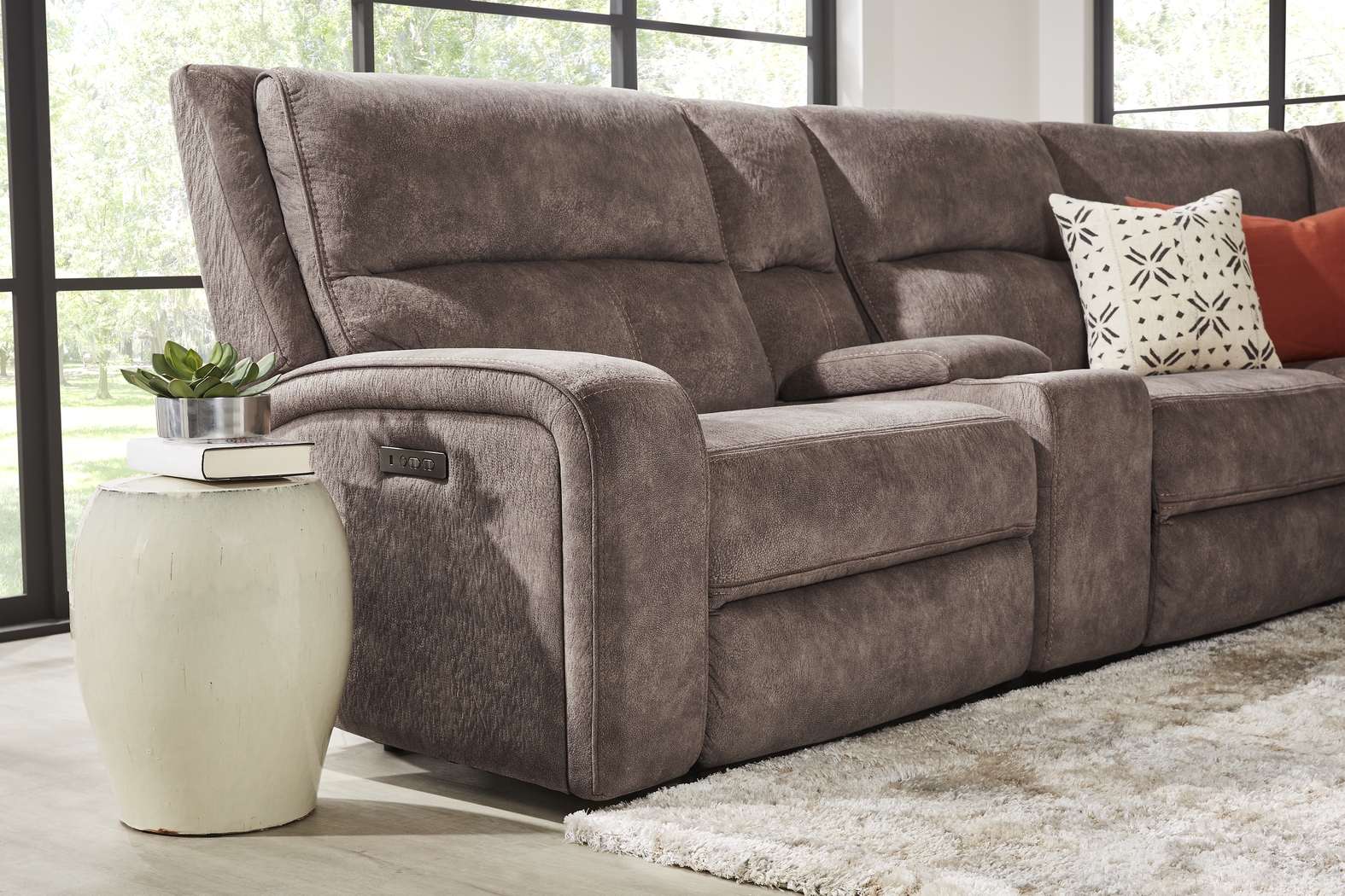 Leighton Brown 10 Pc Dual Power Reclining Sectional Living Room - Thumbnail - Image 3