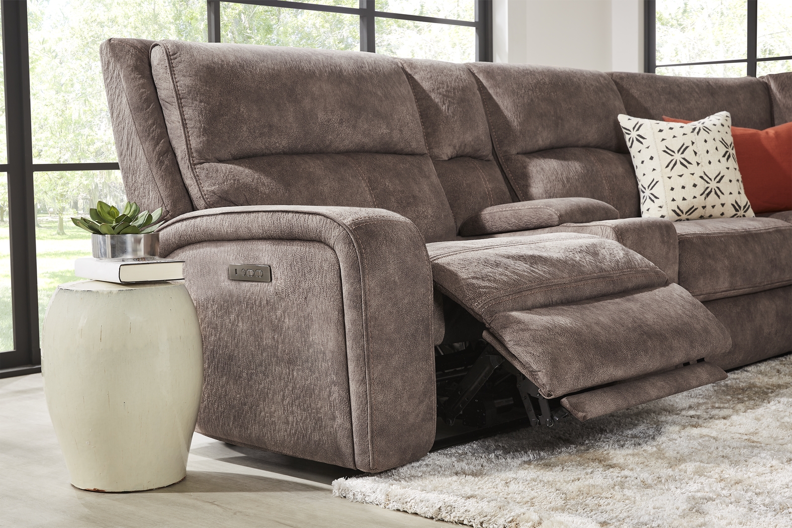 Leighton Brown 10 Pc Dual Power Reclining Sectional Living Room - Thumbnail - Image 6
