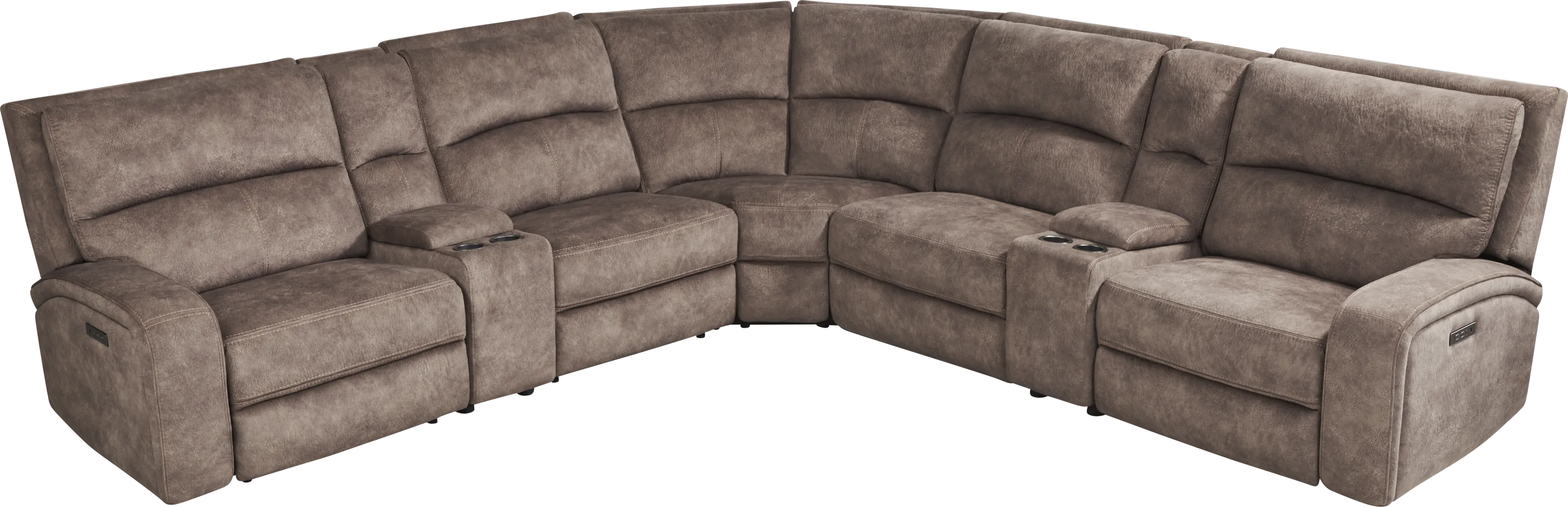 Leighton Brown 7 Pc Dual Power Reclining Sectional - Thumbnail - Image 1