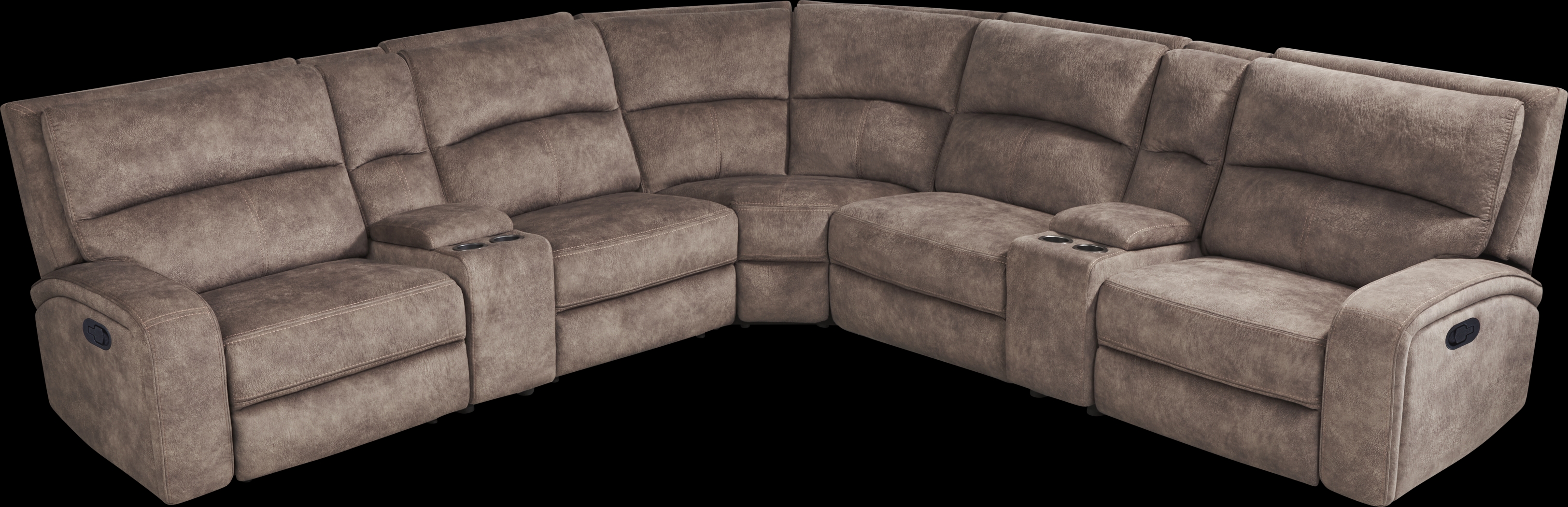 Leighton Brown 10 Pc Reclining Sectional Living Room - Thumbnail - Image 2