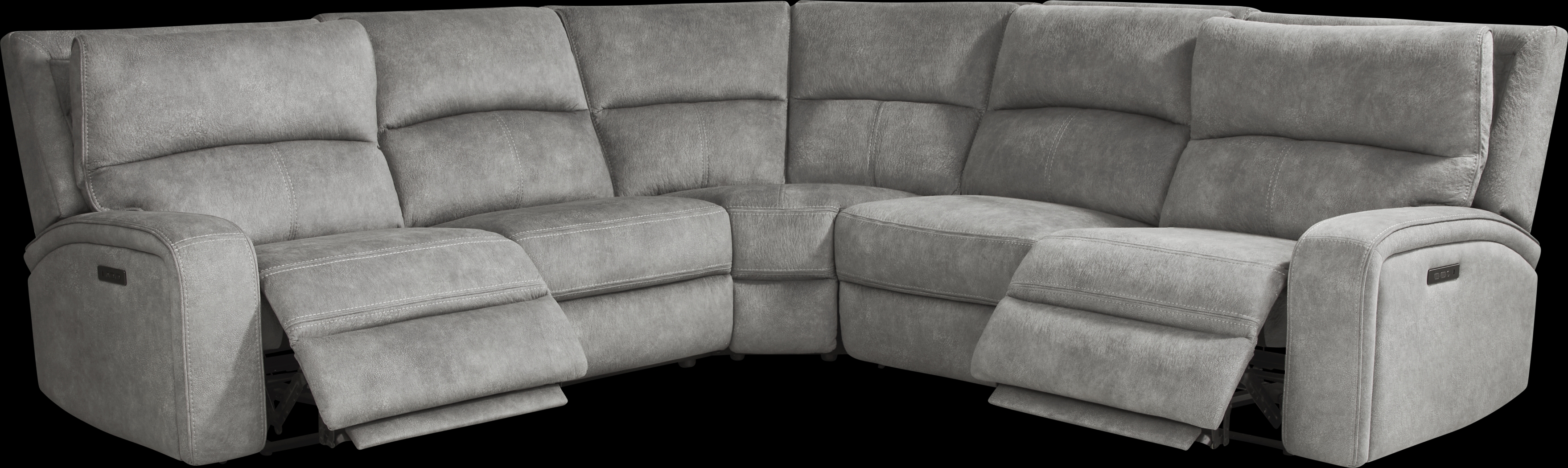 Leighton Microfiber Gray 8 Pc Dual Power Reclining Sectional Living Room - Thumbnail - Image 3