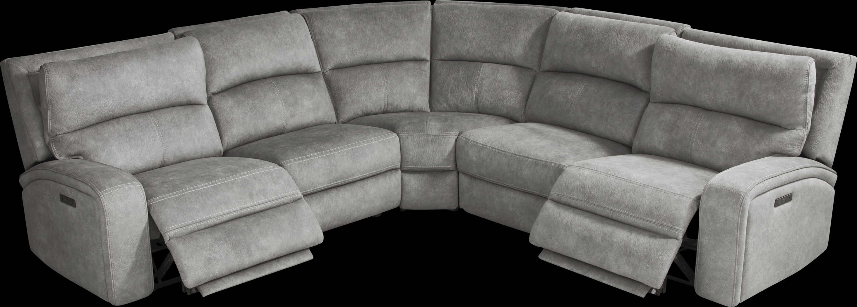 Leighton Microfiber Gray 8 Pc Dual Power Reclining Sectional Living Room - Thumbnail - Image 4