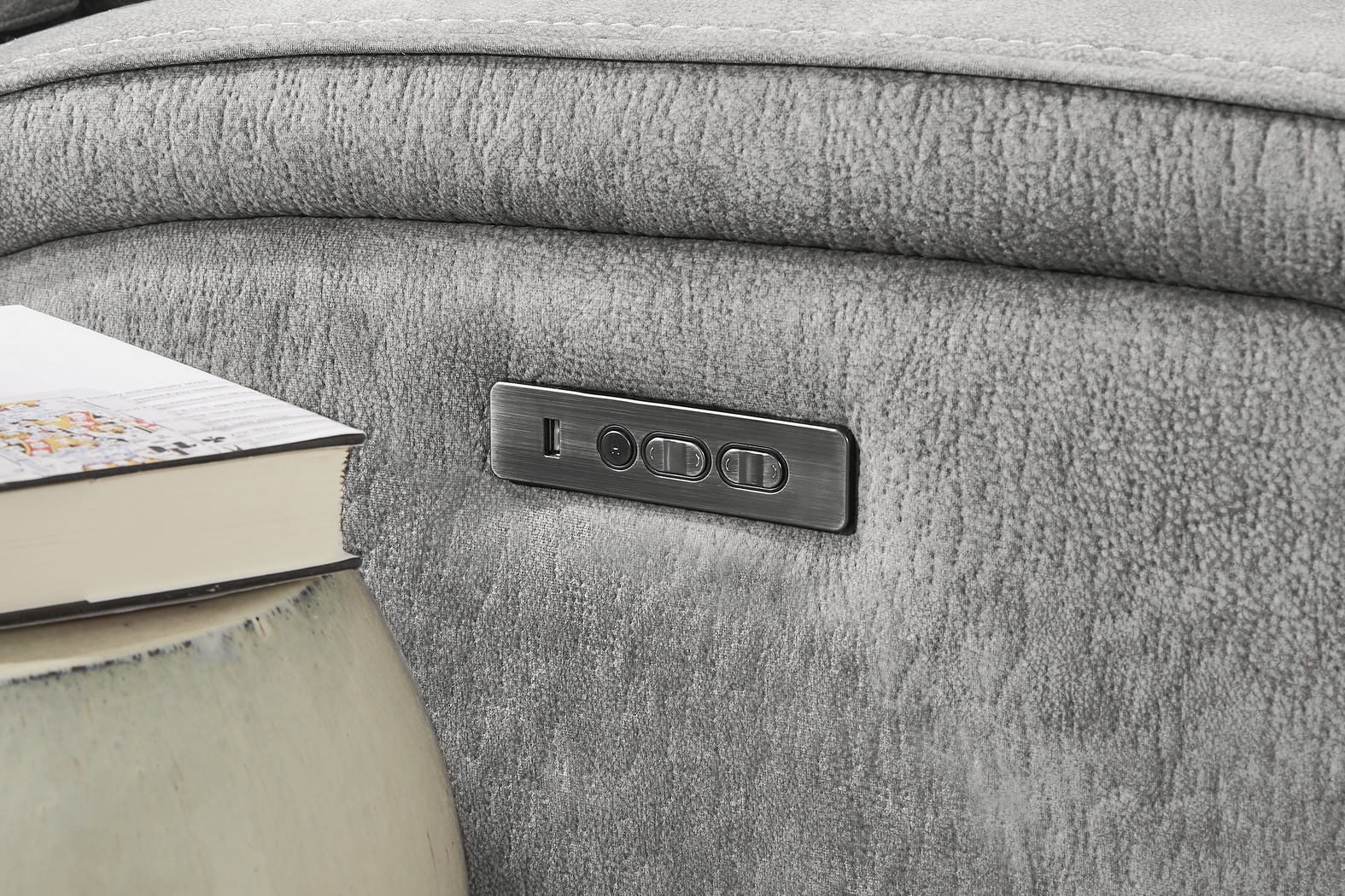 Leighton Microfiber Gray 8 Pc Dual Power Reclining Sectional Living Room - Thumbnail - Image 5