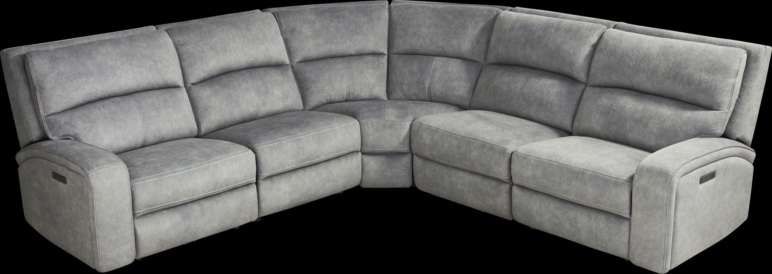 Leighton Microfiber Gray 8 Pc Dual Power Reclining Sectional Living Room - Thumbnail - Image 2