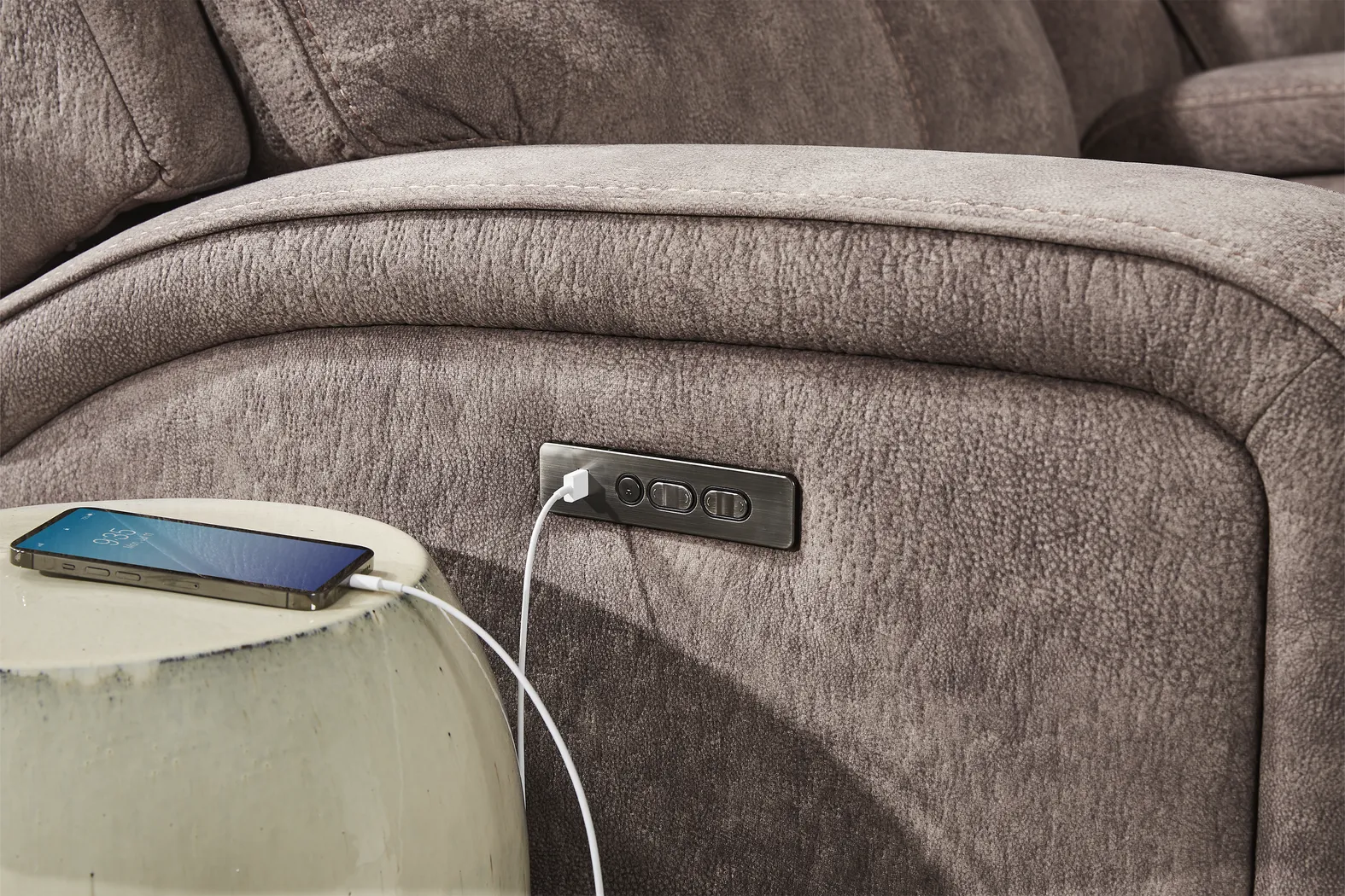 Leighton Microfiber Brown 9 Pc Dual Power Reclining Sectional Living Room - Thumbnail - Image 5