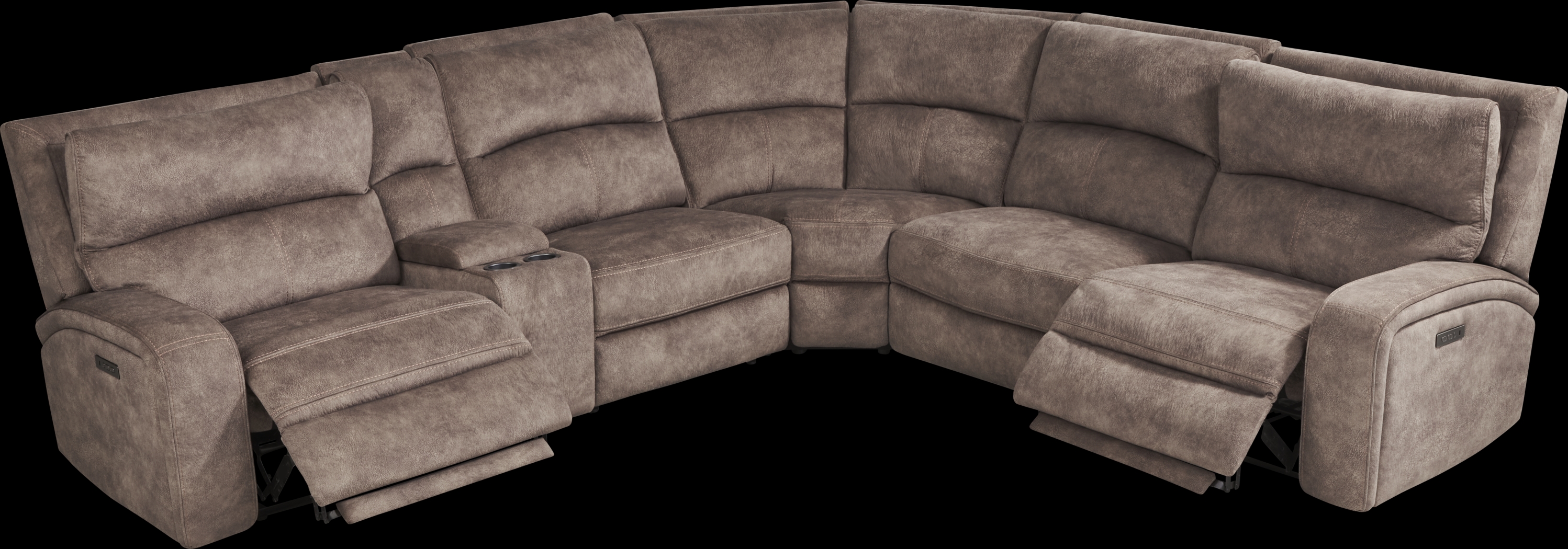 Leighton Brown 6 Pc Dual Power Reclining Sectional - Thumbnail - Image 1