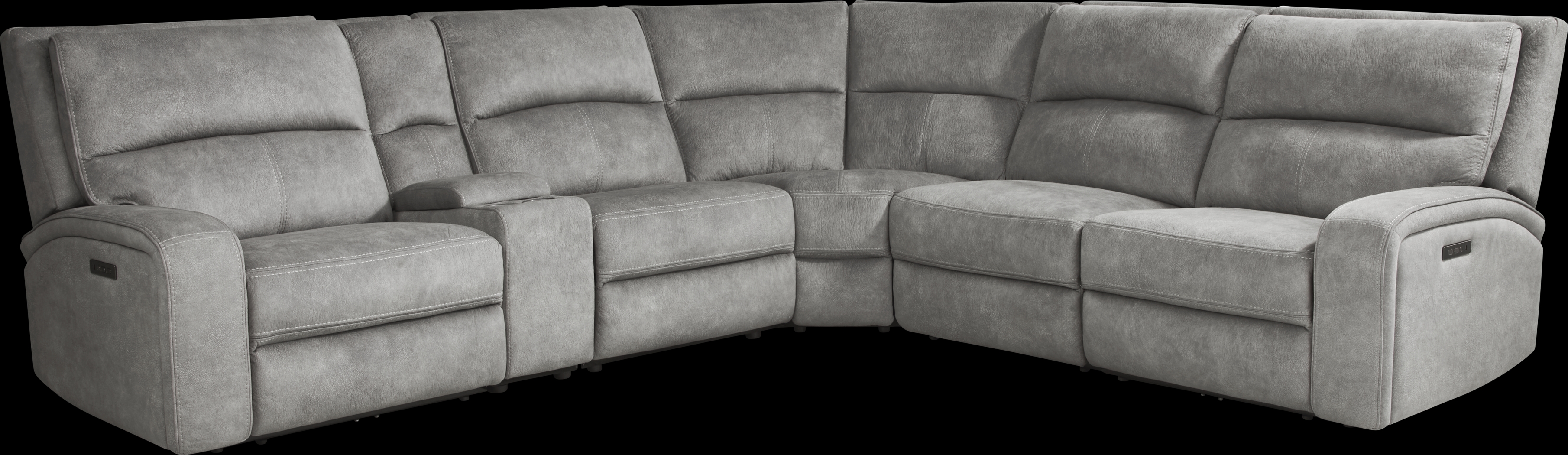 Leighton Gray 9 Pc Dual Power Reclining Sectional Living Room - Thumbnail - Image 3