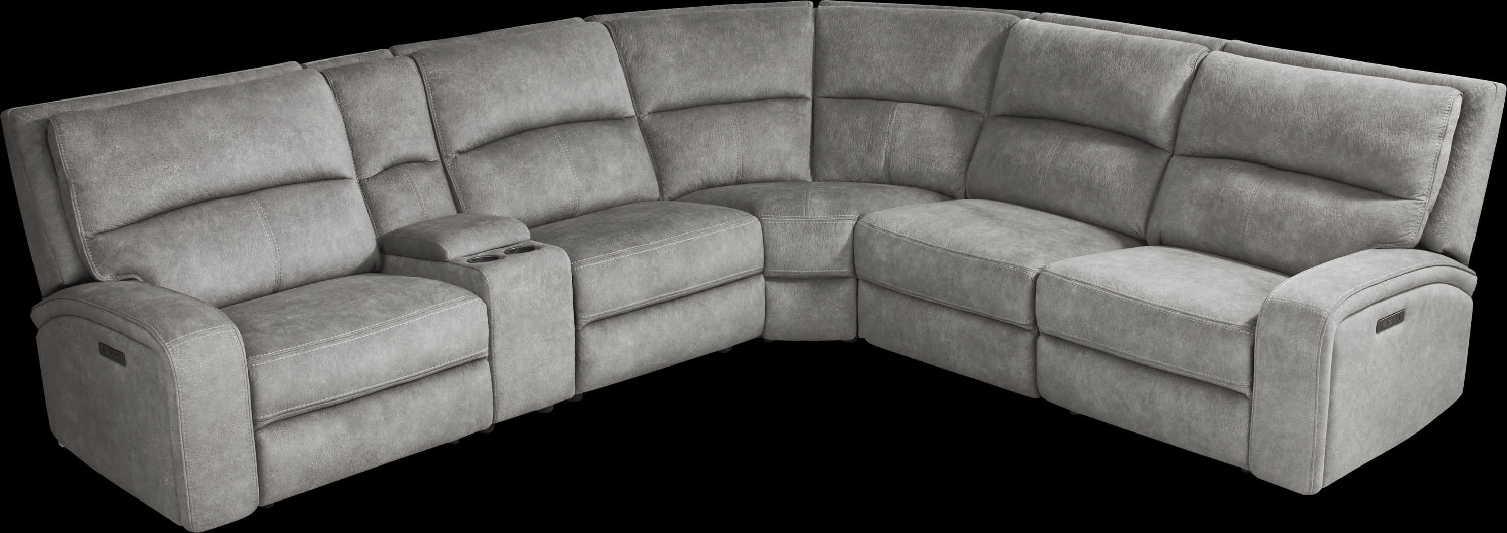 Leighton Gray 9 Pc Dual Power Reclining Sectional Living Room - Thumbnail - Image 4