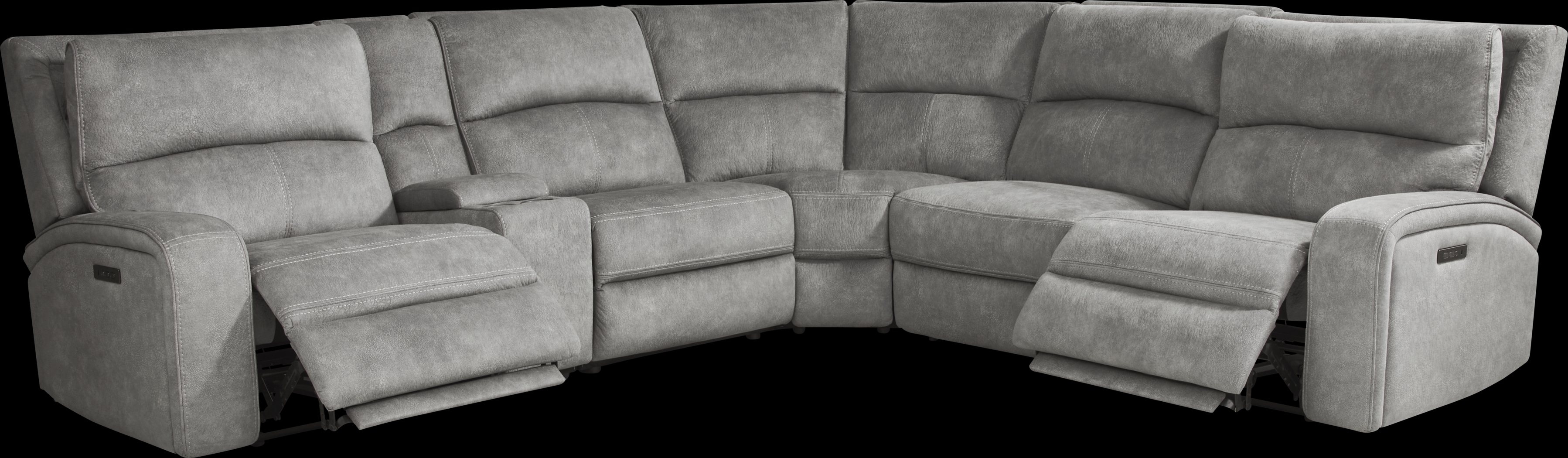 Leighton Gray 9 Pc Dual Power Reclining Sectional Living Room - Thumbnail - Image 5
