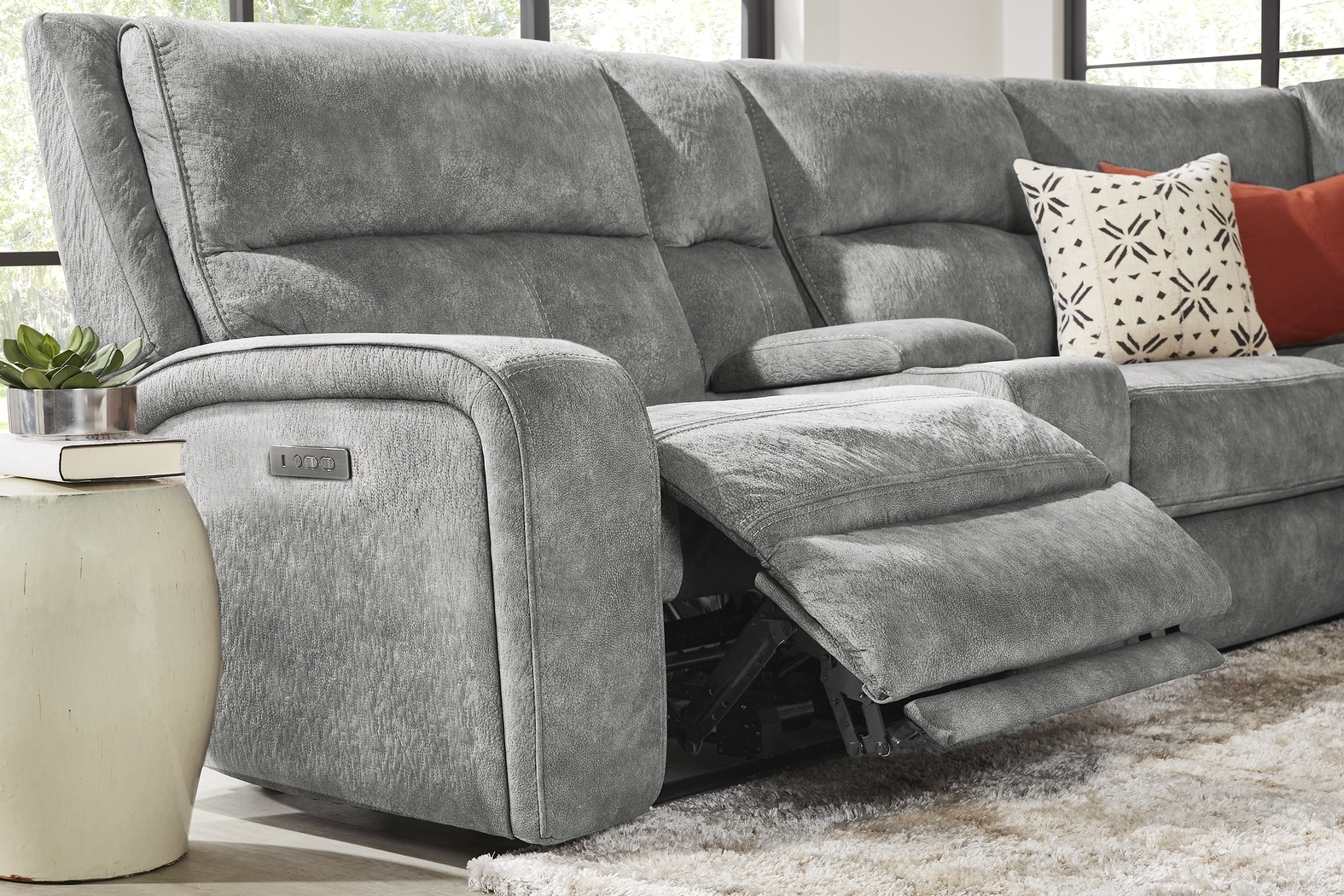 Leighton Gray 9 Pc Dual Power Reclining Sectional Living Room - Thumbnail - Image 6