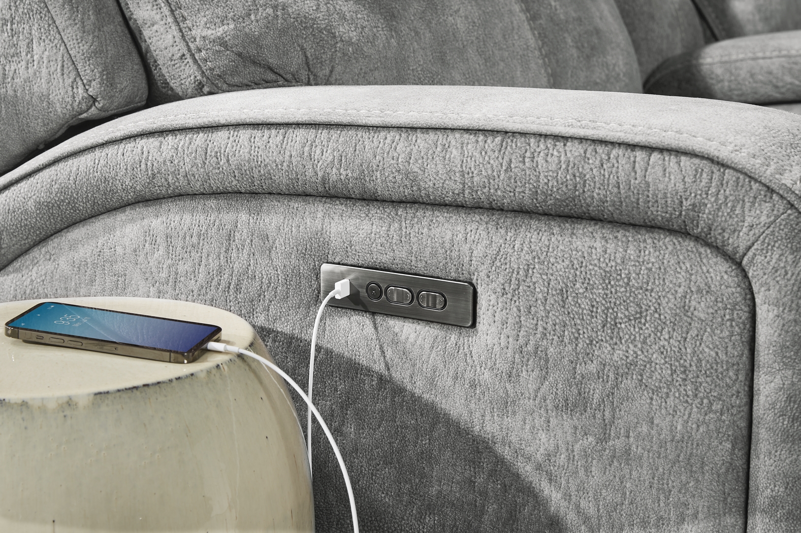 Leighton Gray 9 Pc Dual Power Reclining Sectional Living Room - Thumbnail - Image 8