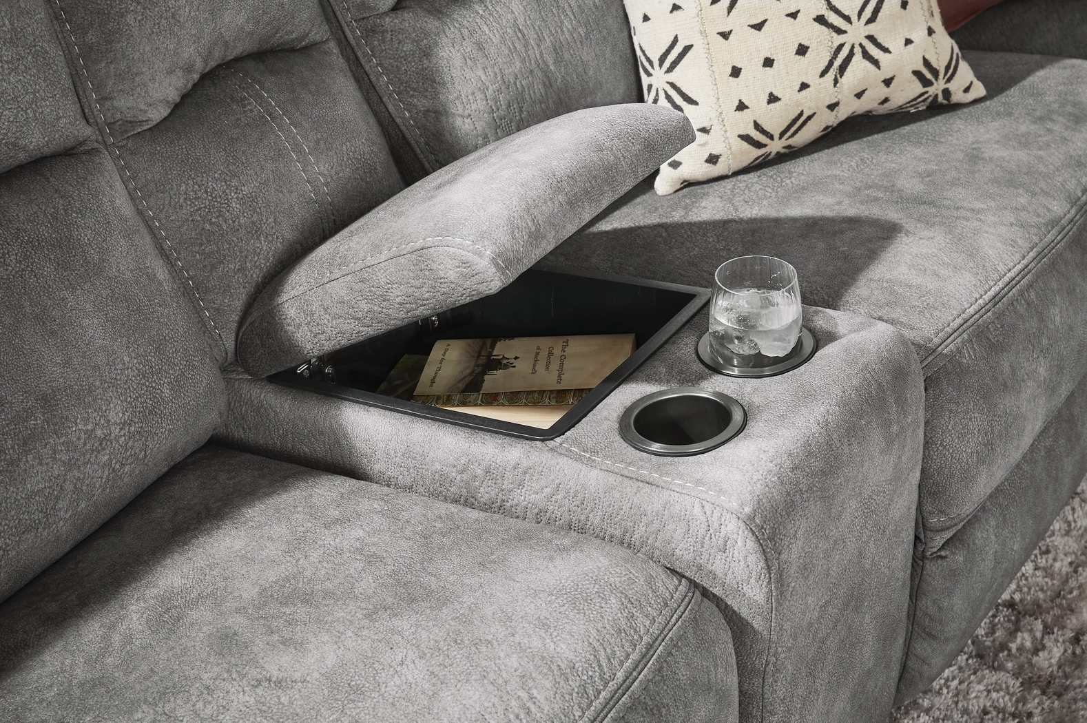 Leighton Gray 9 Pc Dual Power Reclining Sectional Living Room - Thumbnail - Image 9