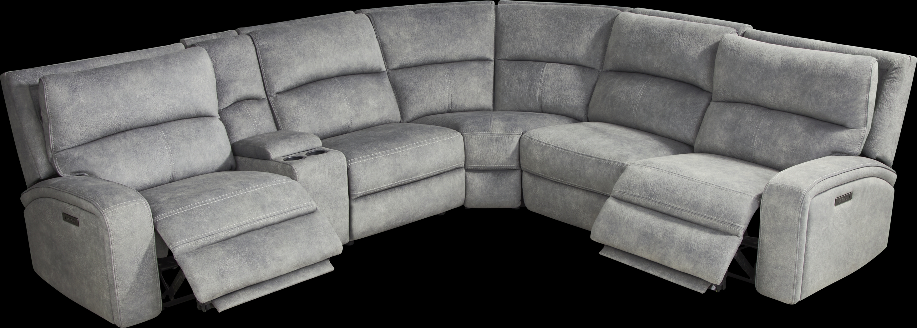 Leighton Gray 9 Pc Dual Power Reclining Sectional Living Room - Thumbnail - Image 2