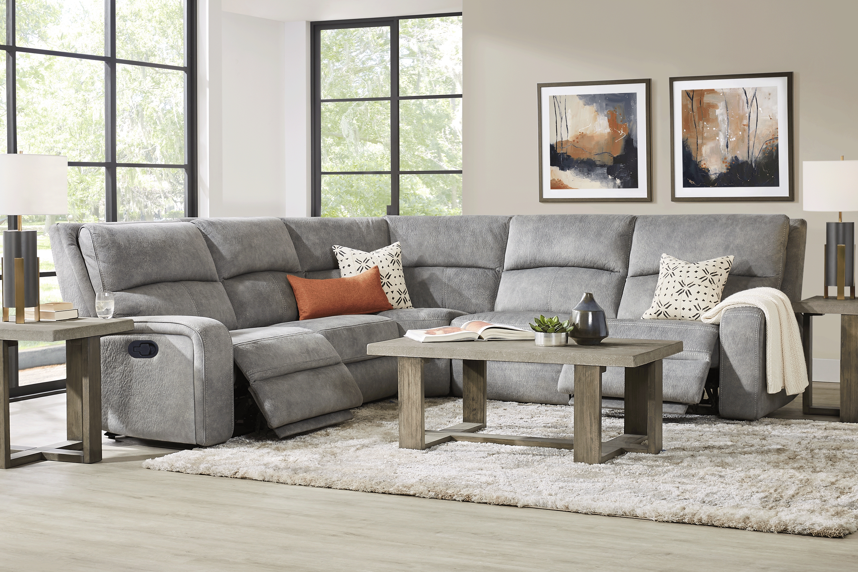 Leighton Gray 8 Pc Reclining Sectional Living Room - Thumbnail - Image 1