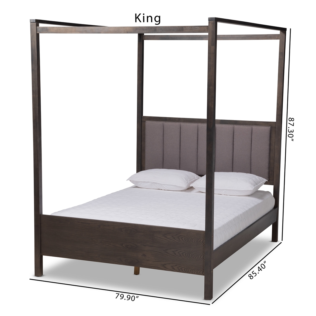 Lelane Gray King Canopy Bed - Thumbnail - Image 9