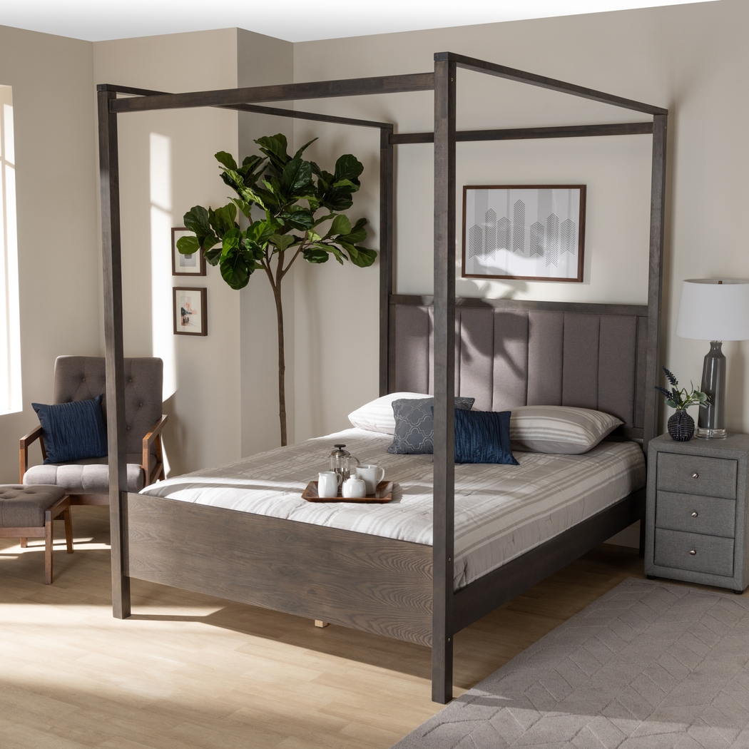 Lelane Gray Queen Canopy Bed - Thumbnail - Image 6