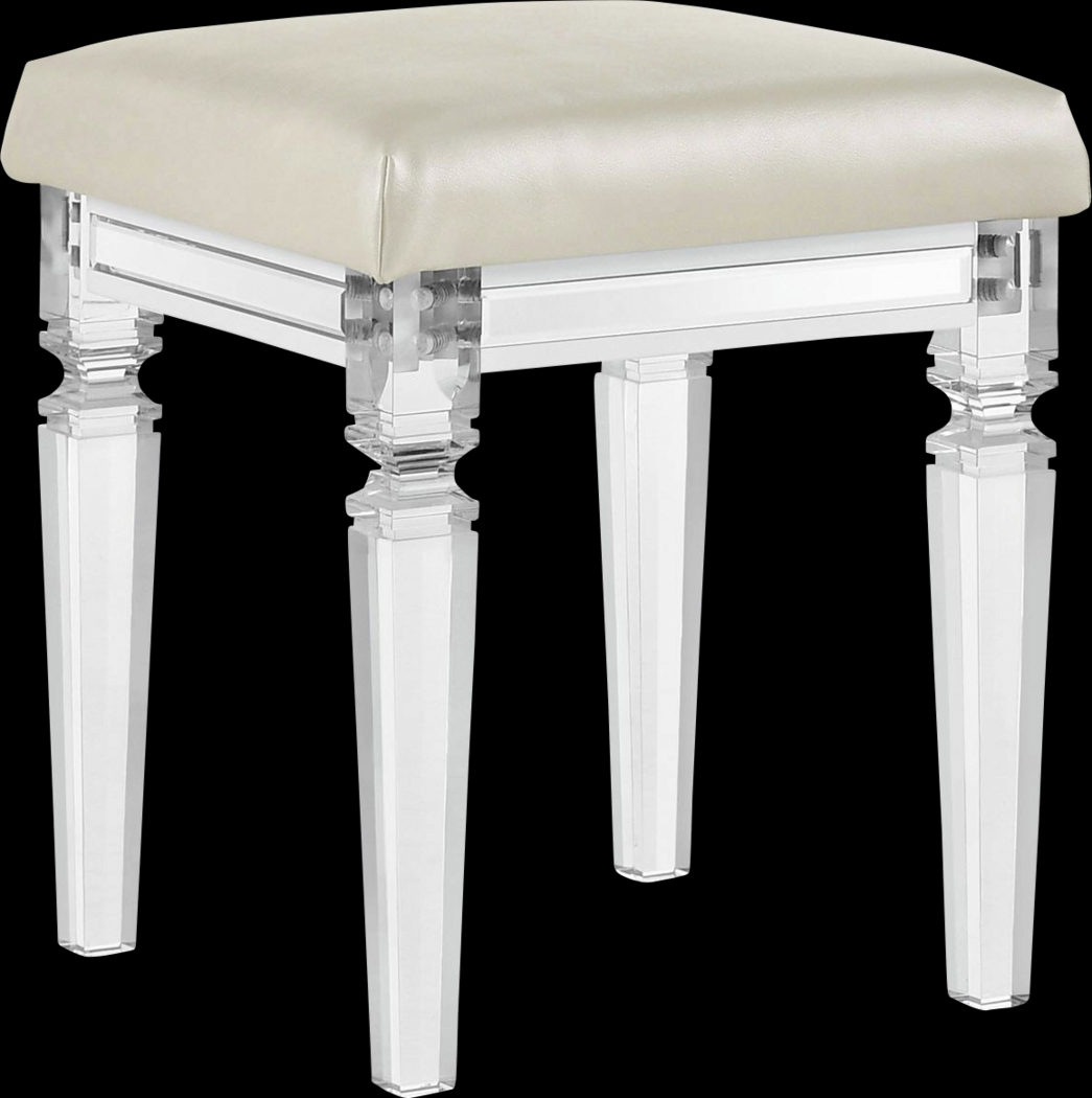 Lemotors White Vanity Stool - Thumbnail - Image 1