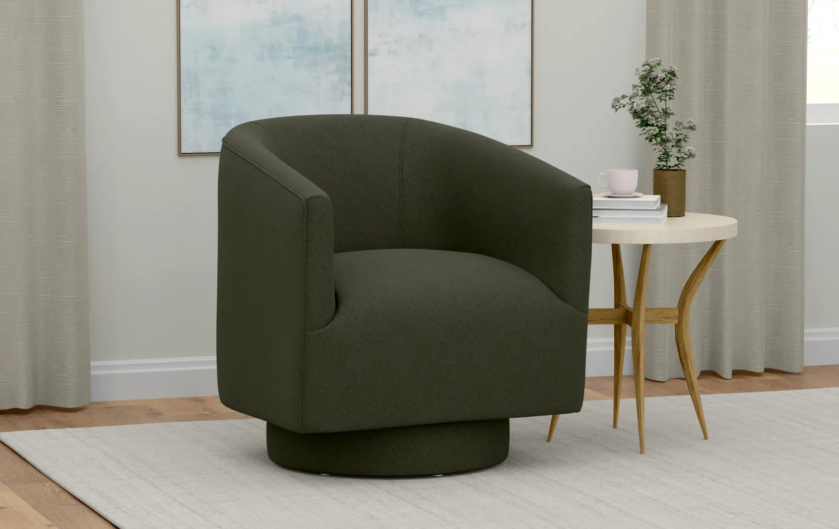 Lemree Green Swivel Accent Chair - Thumbnail - Image 2