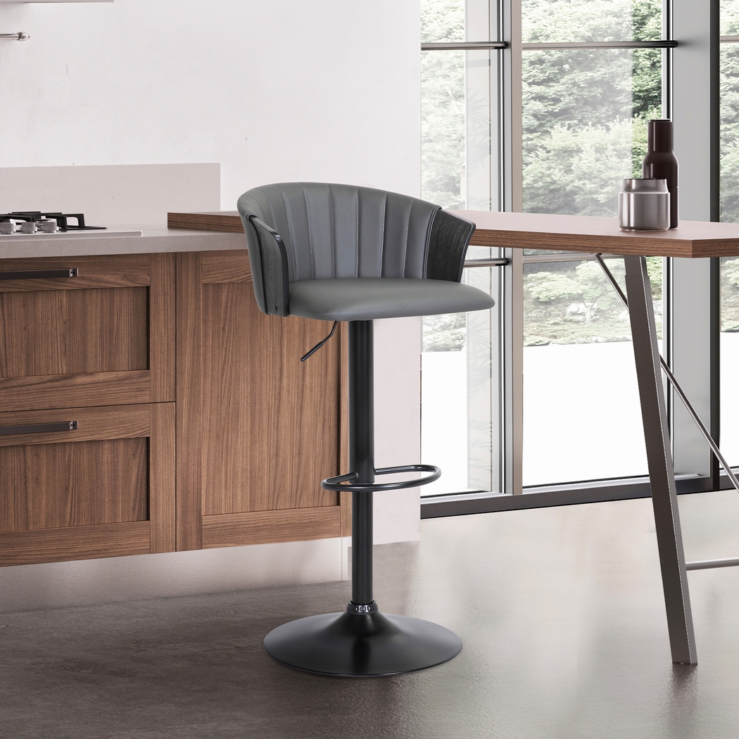 Lemsea Gray Adjustable Barstool - Thumbnail - Image 2