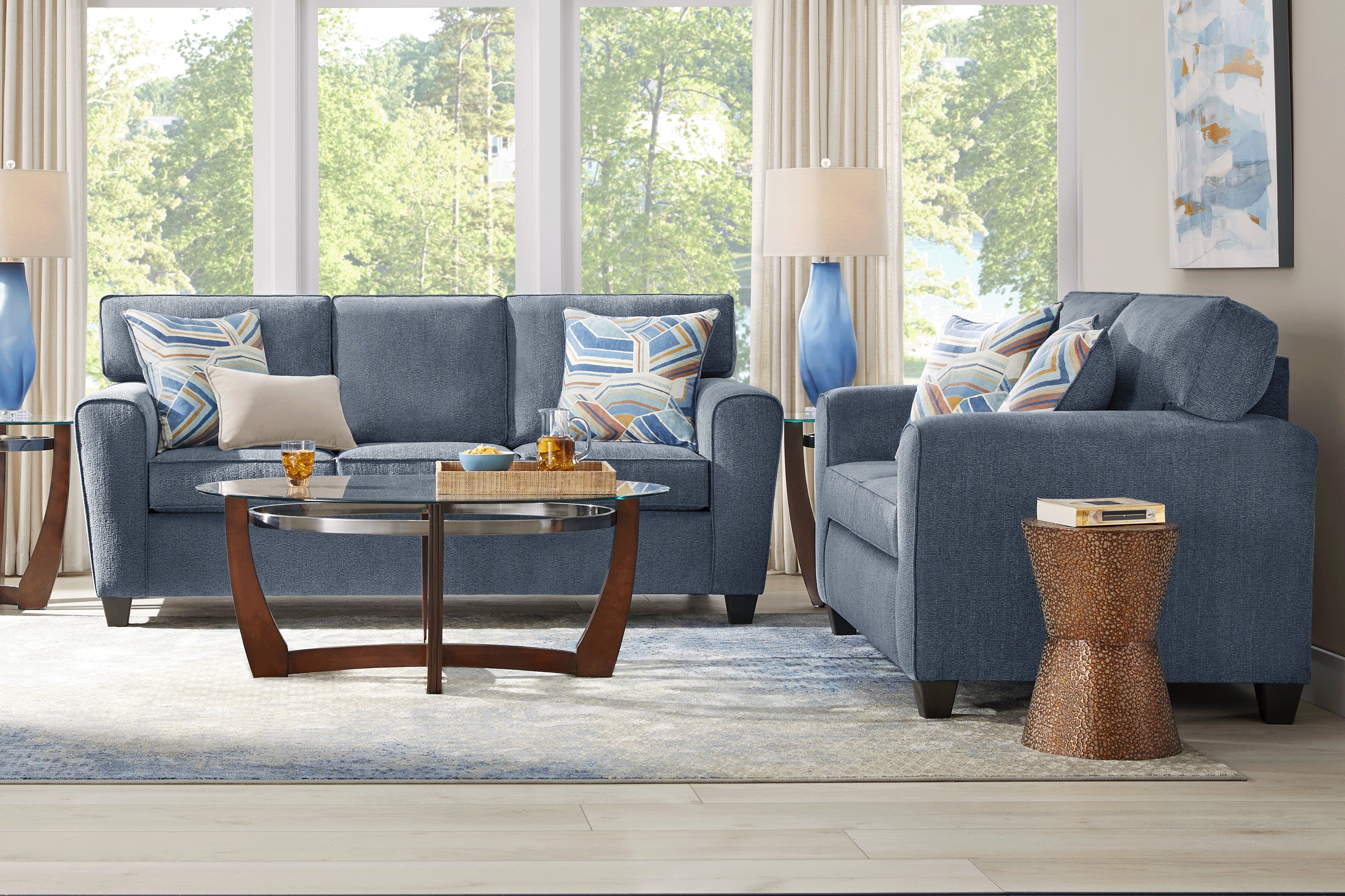 Lennon Navy 5 Pc Living Room - Thumbnail - Image 1