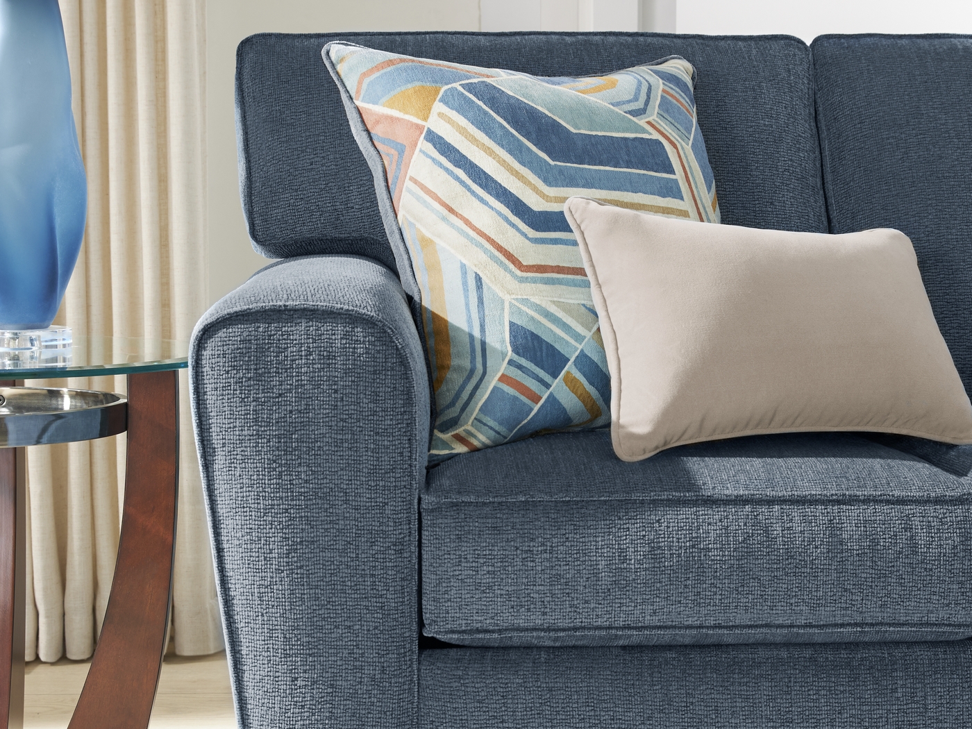 Lennon Navy Gel Foam Sleeper Sofa - Thumbnail - Image 2