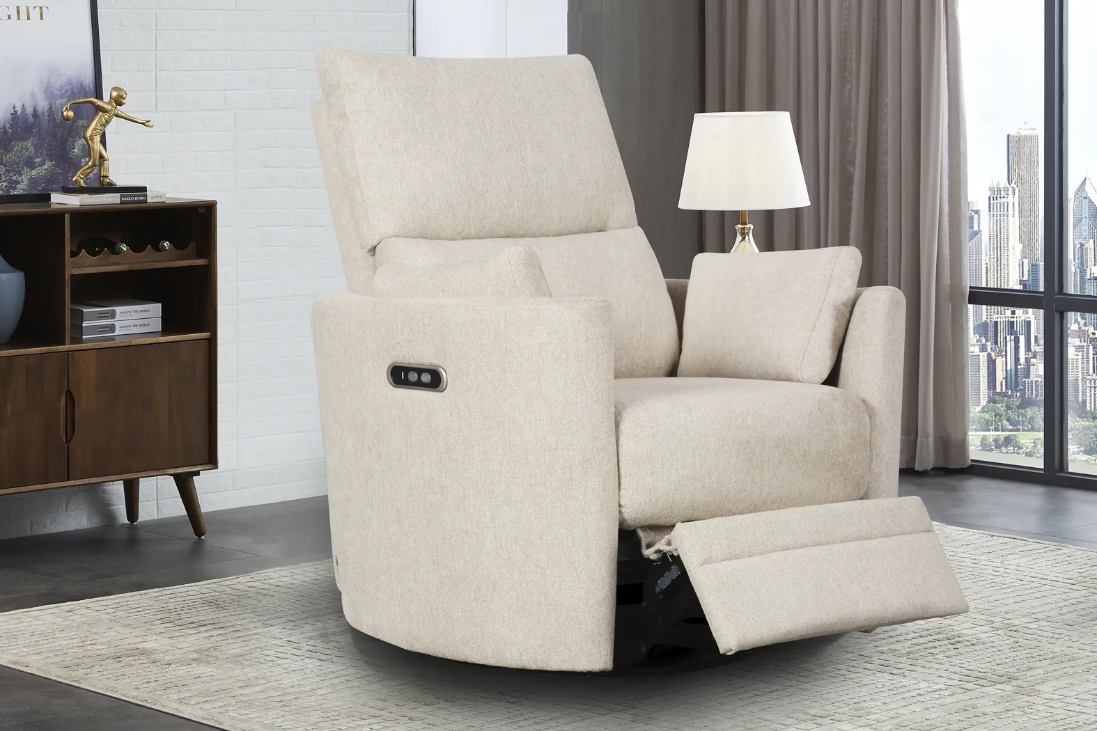 Lennox Ivory Power Glider Recliner - Image 8