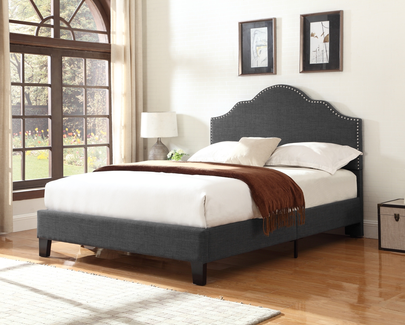 Lenosa Charcoal Gray Queen Upholstered Bed - Thumbnail - Image 6