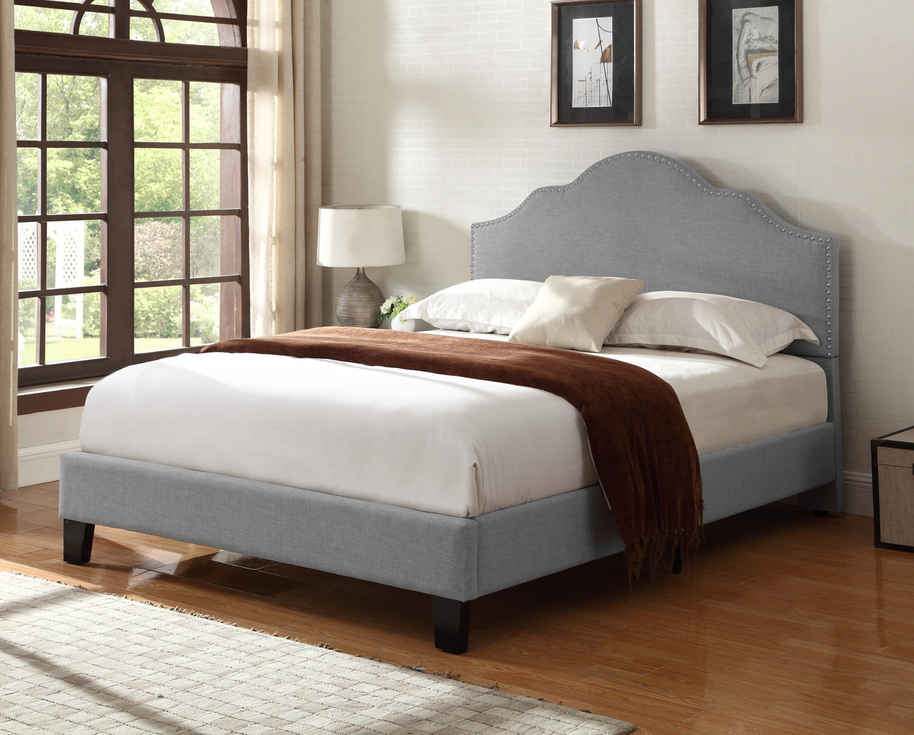 Lenosa Gray Queen Upholstered Bed - Thumbnail - Image 6