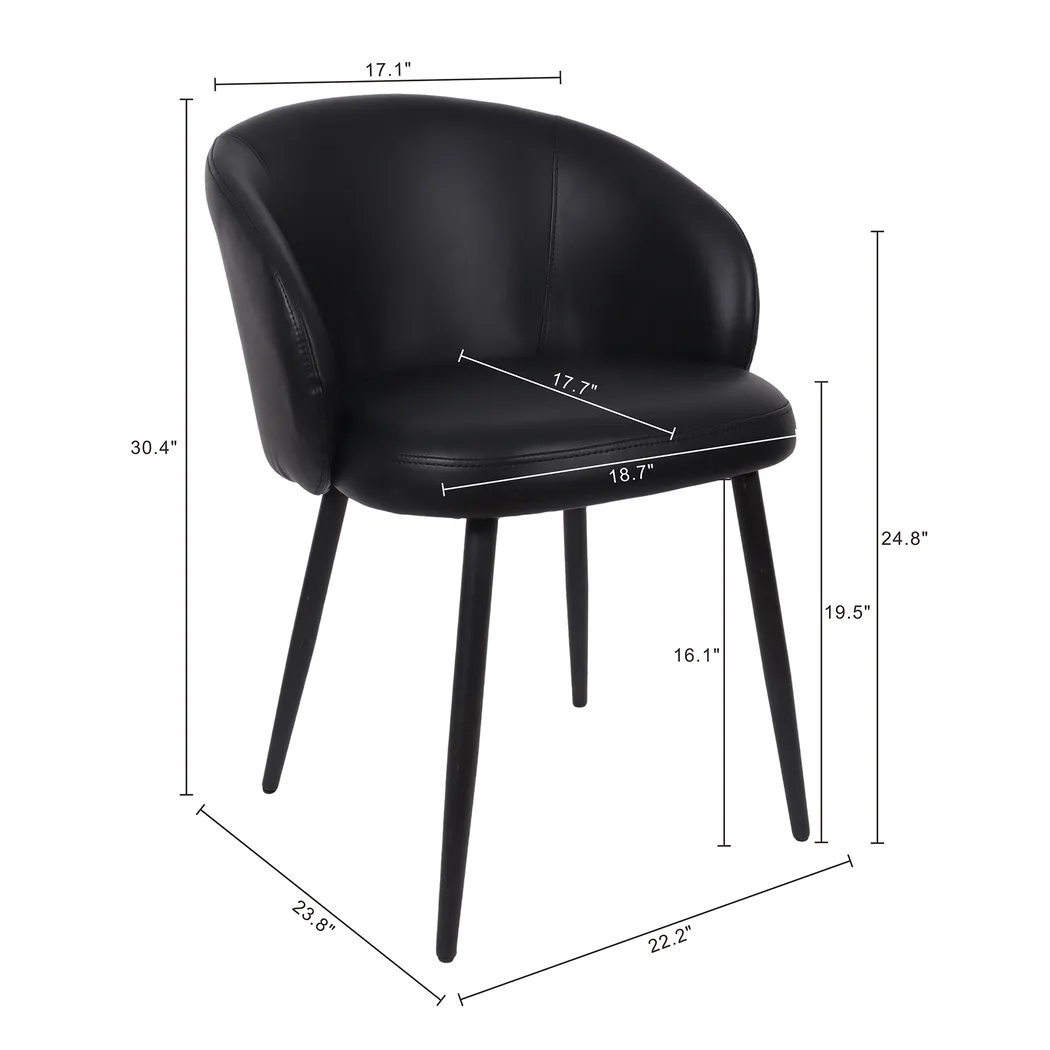 Lesah Black Side Chair, Set of 2 - Thumbnail - Image 7