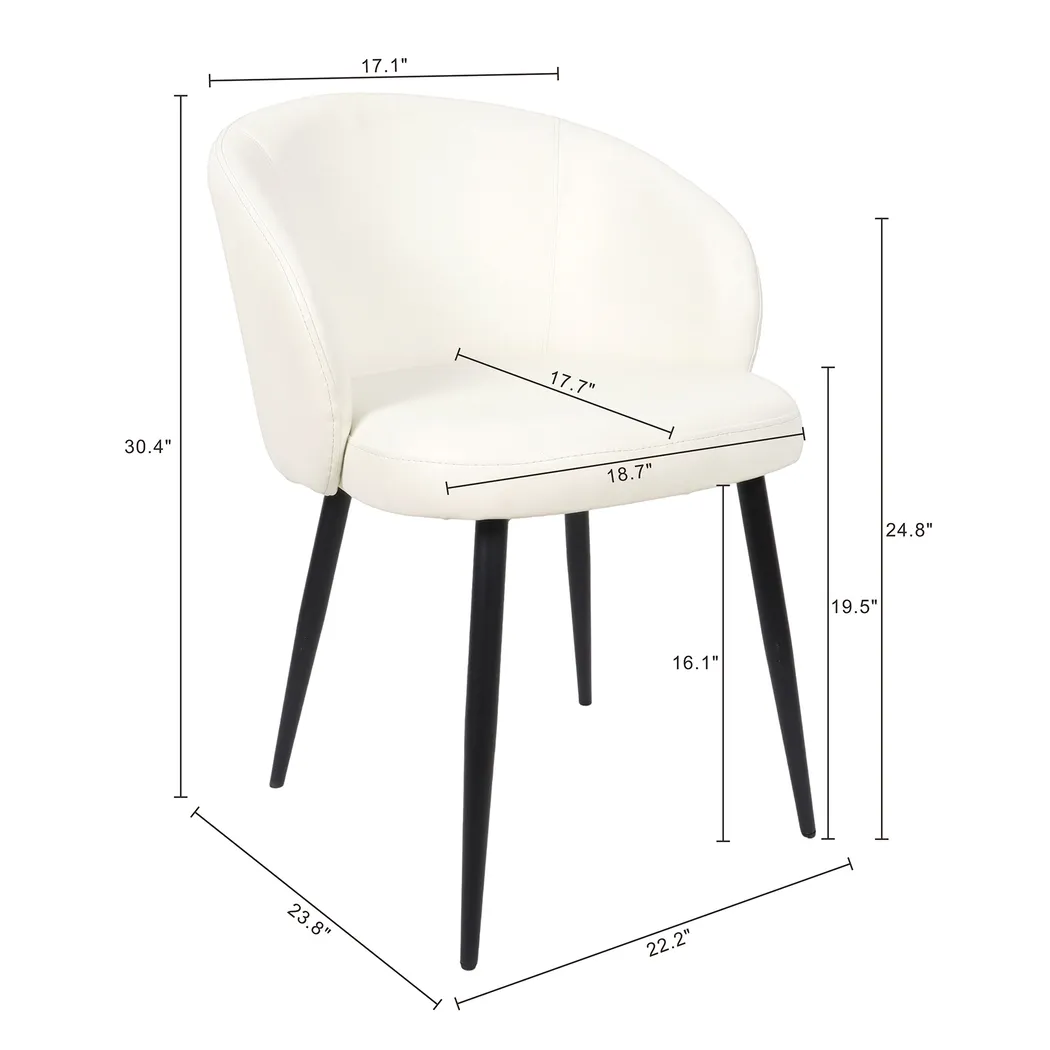 Lesah White Side Chair, Set of 2 - Thumbnail - Image 6