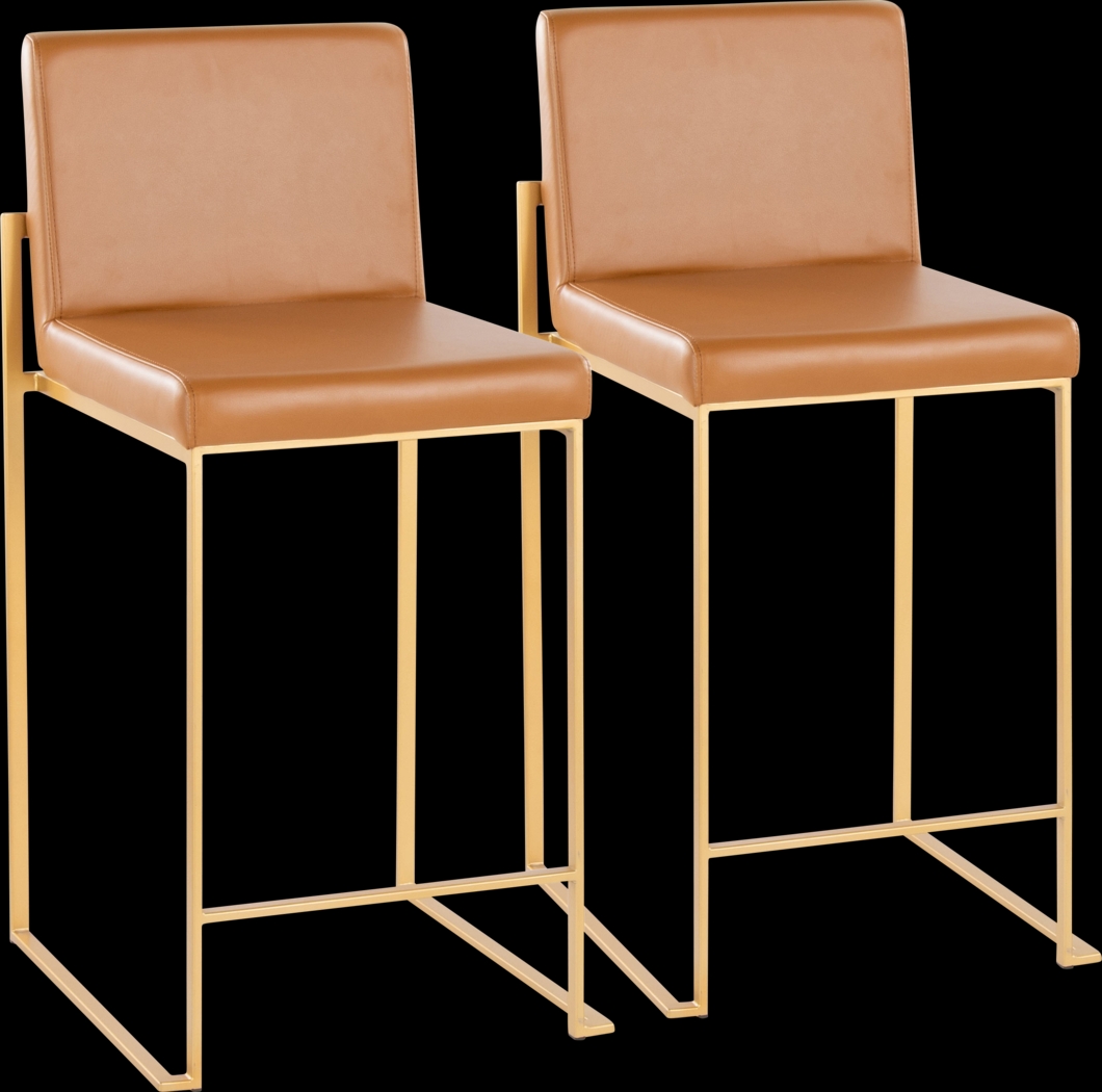 Leserna I Camel Counter Height Stool, Set of 2 - Thumbnail - Image 1