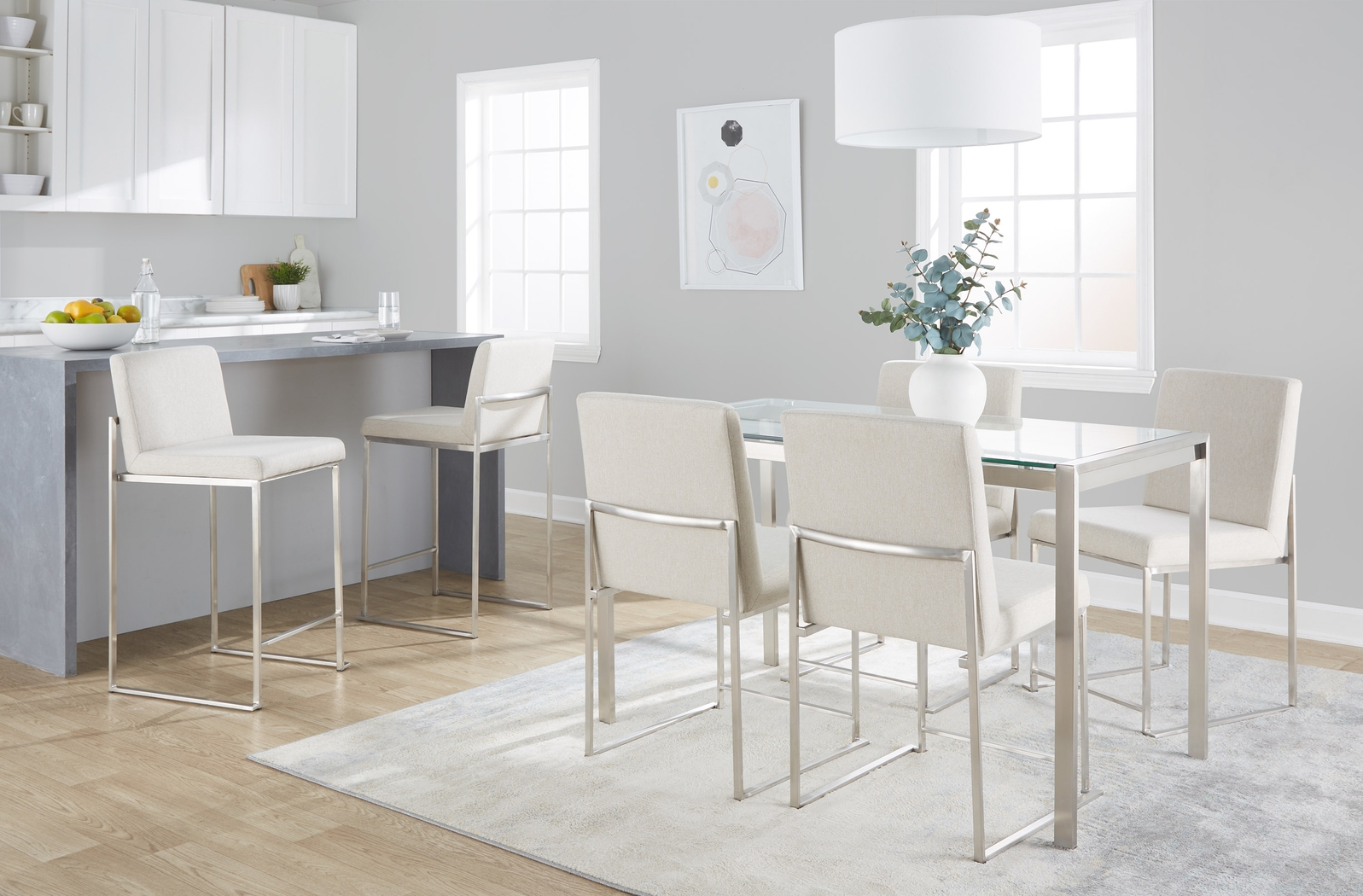 Leserna V Beige Counter Height Stool, Set of 3 - Thumbnail - Image 4