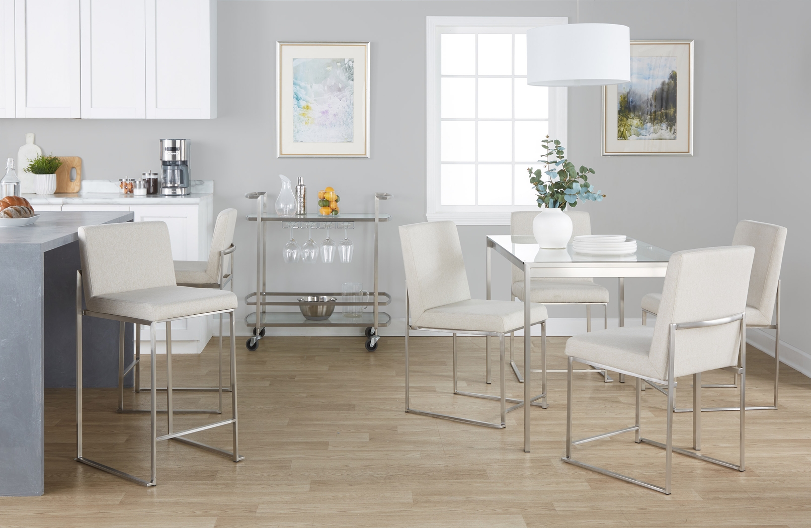 Leserna V Beige Counter Height Stool, Set of 3 - Thumbnail - Image 5