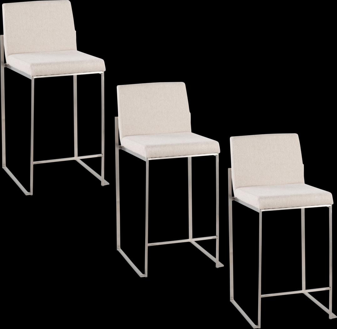 Leserna V Beige Counter Height Stool, Set of 3 - Thumbnail - Image 1