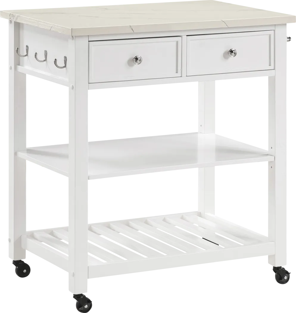 Leski White Kitchen Cart - Thumbnail - Image 1