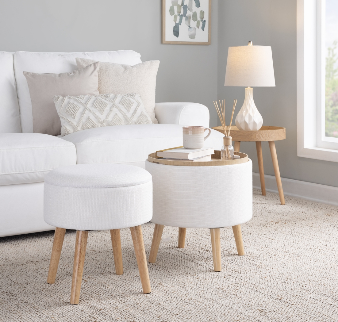 Leverde White Ottoman, Set of 2 - Thumbnail - Image 2