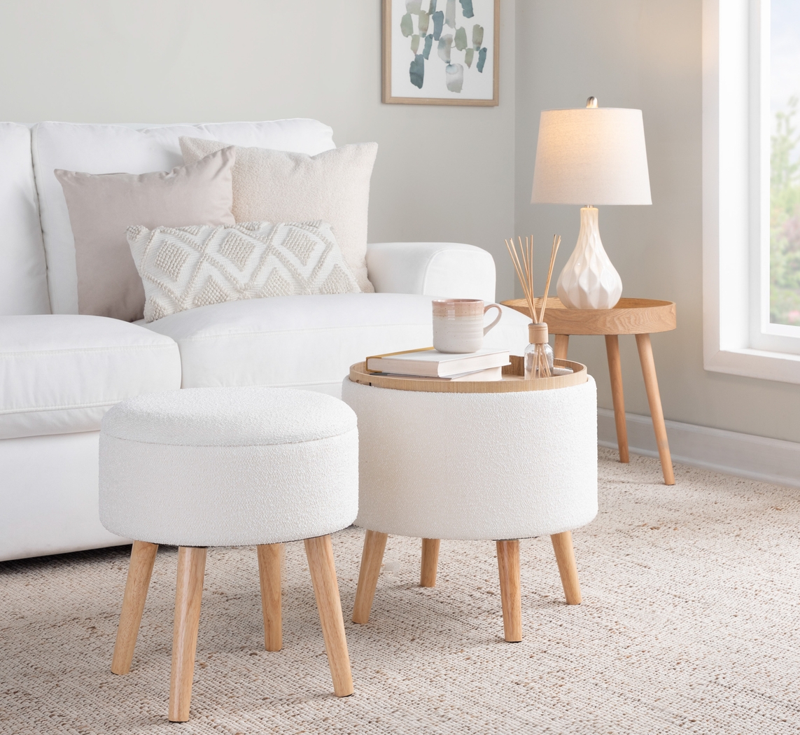 Leverde Cream Ottoman, Set of 2 - Thumbnail - Image 2