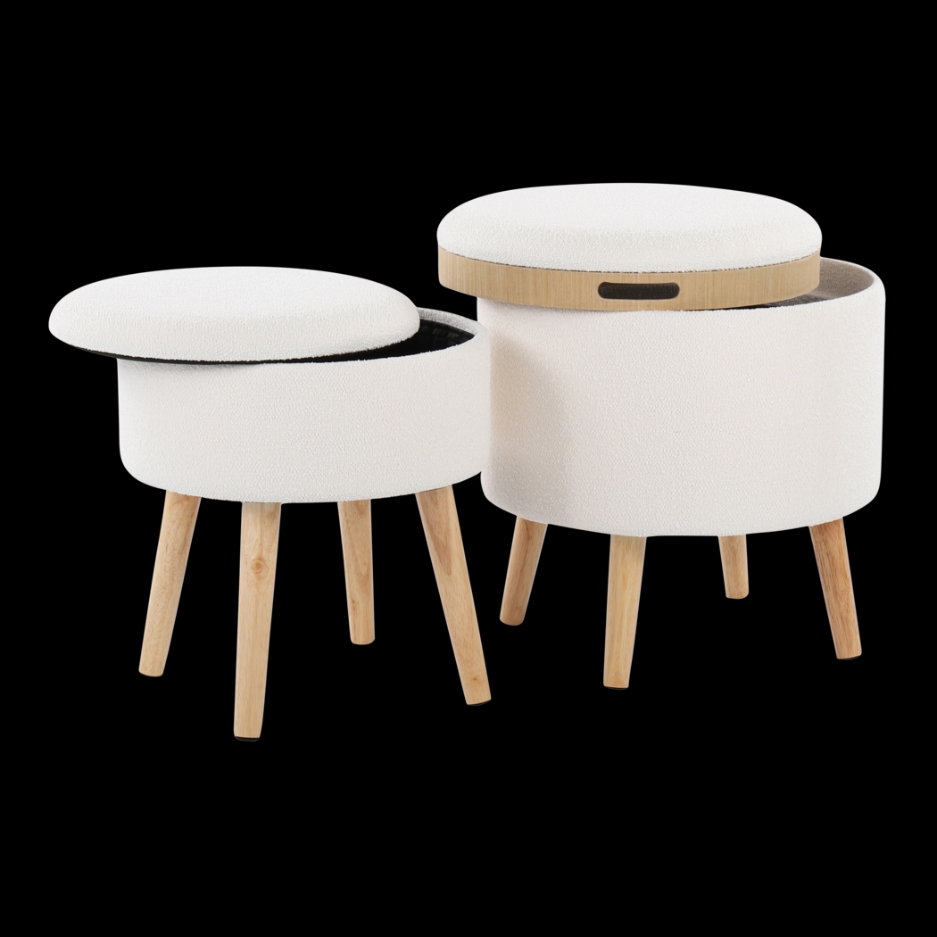 Leverde Cream Ottoman, Set of 2 - Thumbnail - Image 1