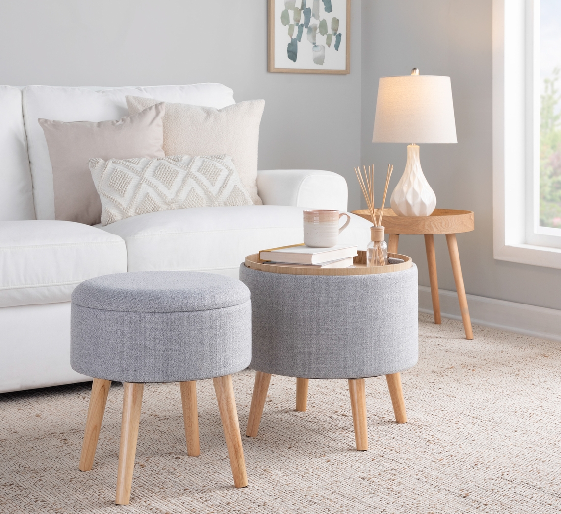 Leverde Light Gray Ottoman, Set of 2 - Thumbnail - Image 2