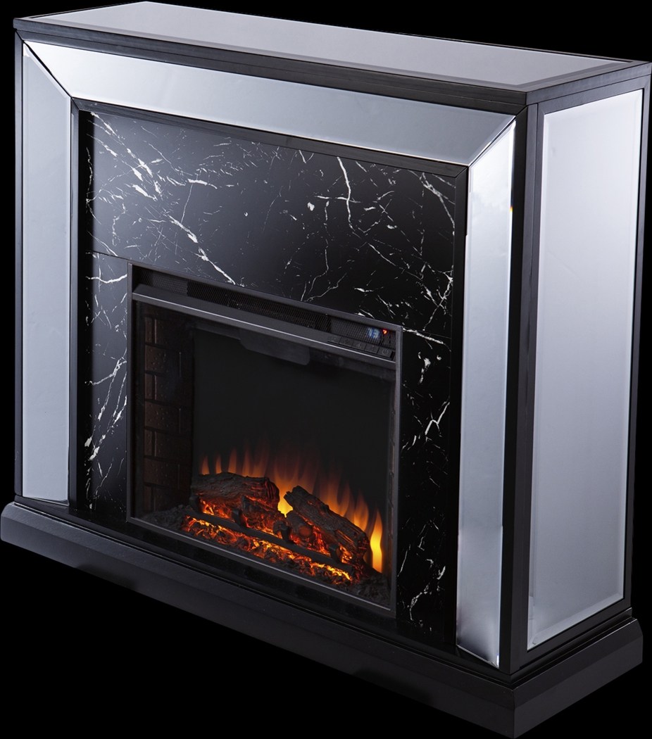 Levering II Black 44 in. Console, With Electric Log Fireplace - Thumbnail - Image 1