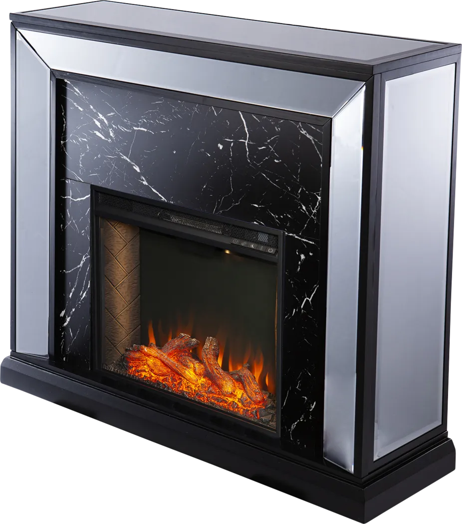 Levering III Black 44 in. Console, With Smart Electric Fireplace - Thumbnail - Image 1