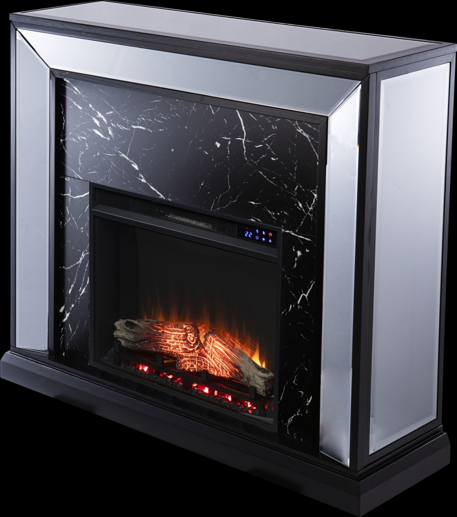 Levering IV Black 44 in. Console With Touch Panel Electric Log Fireplace - Thumbnail - Image 1